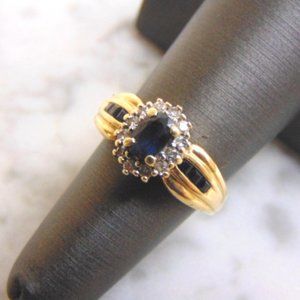 Womens Vintage Estate 14k Yellow Gold Sapphire & Diamond Ring 5.8g #E3626